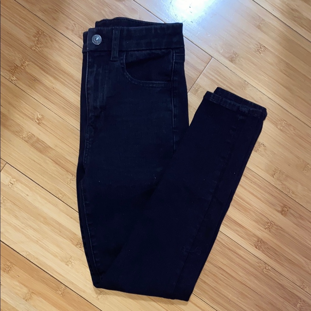 American Eagle high waist short length washed Black Denim skinny Jeans